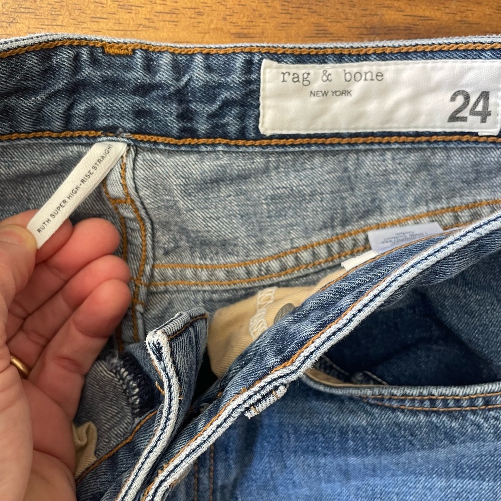 Rag & Bone Ruth Super High-Rise Straight Leg Jeans Baywater Size 24 - Picture 10 of 16